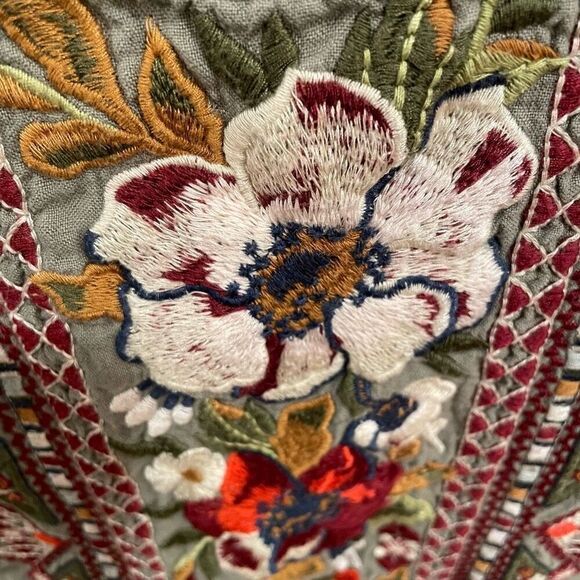 Johnny Was Womens Beatriz Linen Trapeze Tunic Dress XS Green Boho Cottagecore - Picture 6 of 8